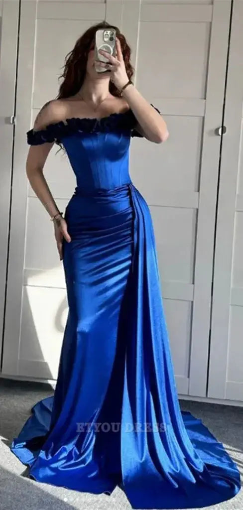 Mermaid Off Shoulder Satin Sexy formal dresses Bridesmaid Dresses evening gown Prom Dress
